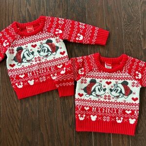 Disney Baby Mickey & Minnie Mouse Holiday Sweaters for Twins | Size: 18M